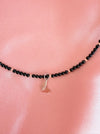 Colier Onix Negru si Fluture Argint