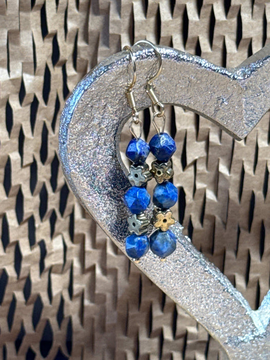 Cercei din Otel Inoxidabil cu Lapis Lazuli si Hematit - Mayris Gems
